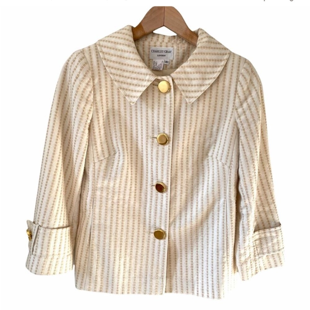 Charles Gray London Cream Gold Blazer XS Womens